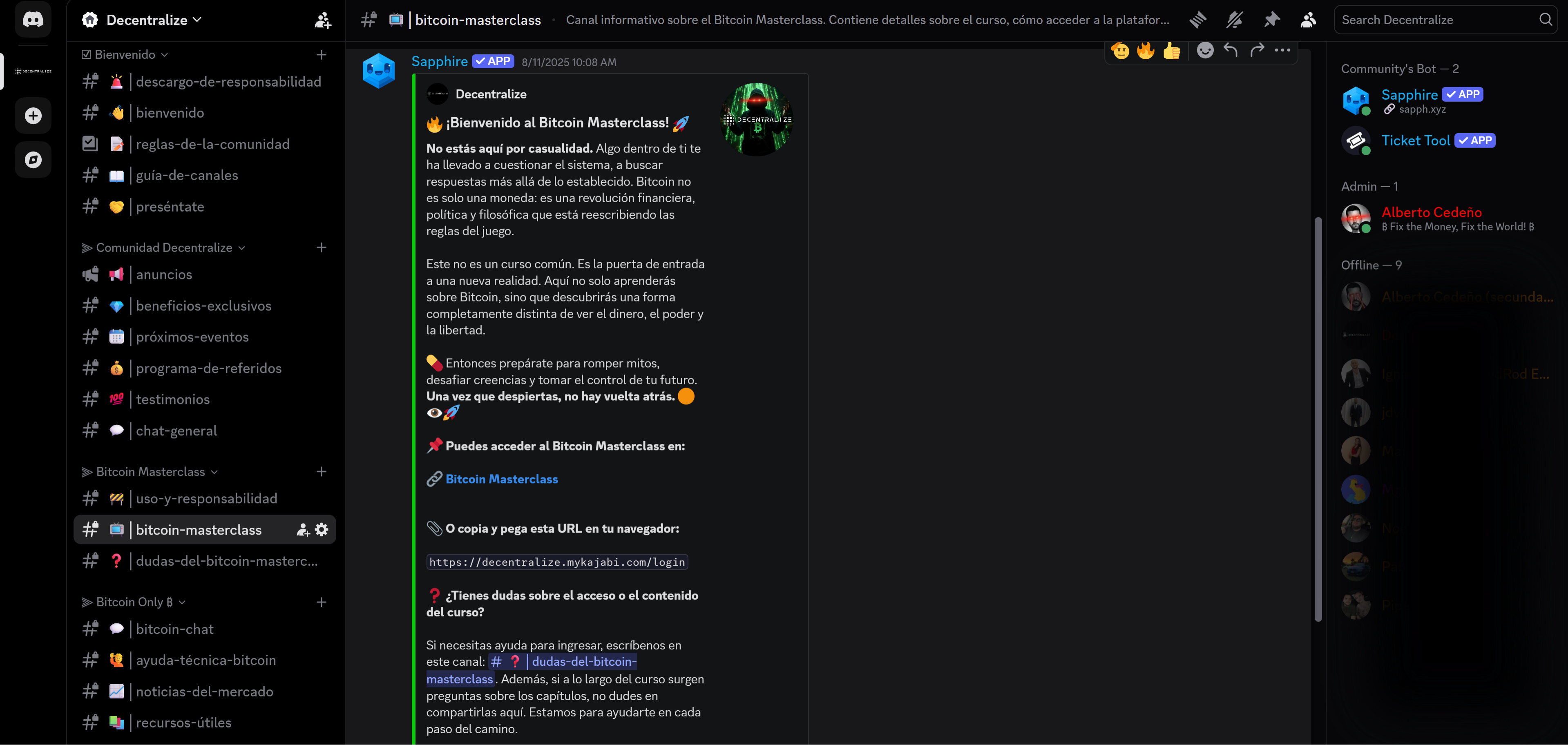 Servidor de Discord de la comunidad Decentralize